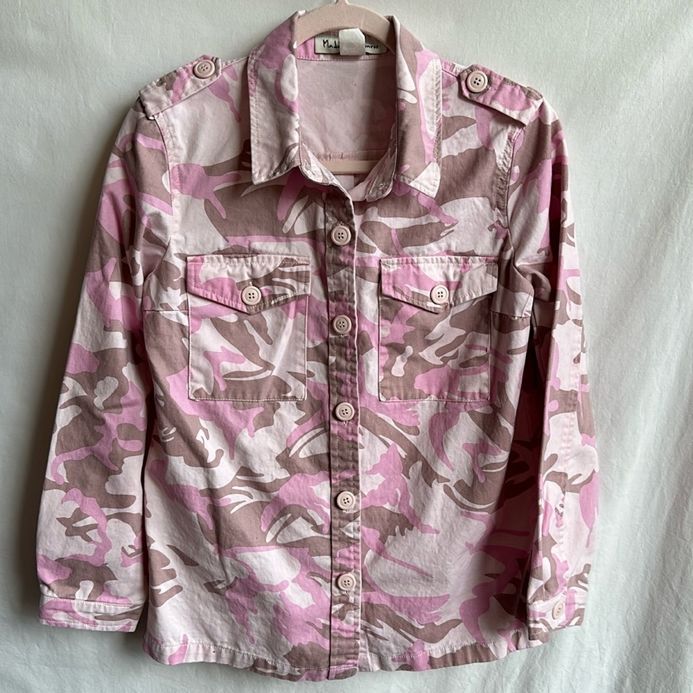 Madeline & Monroe pink, cream, and tan camo jacket, size S